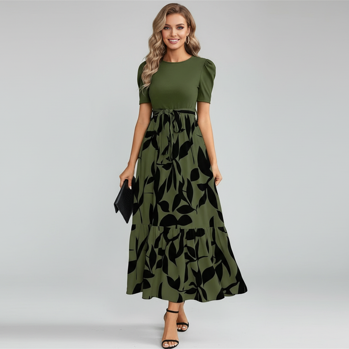 Elegante dames maxi-jurk met luxe stof en vloeiende pasvorm