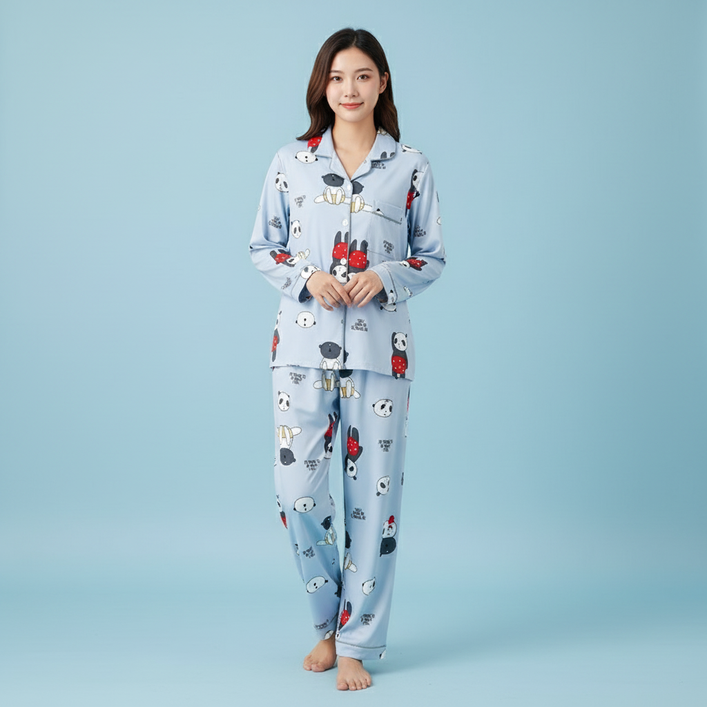 Dames pyjamaset met hartjespatroon in zacht materiaal