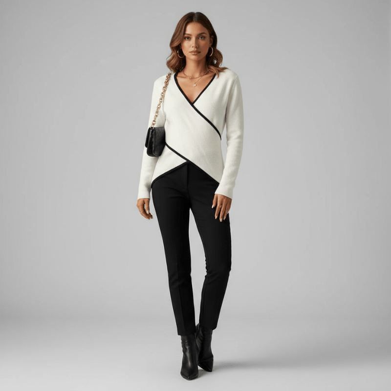 Mireille luxe V-hals trui voor dames van Lenoriva – elegante en zachte knitwear voor vrouwen