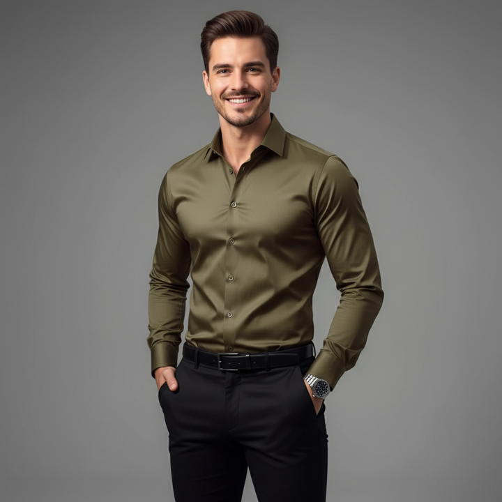 Slim fit herenoverhemd met moderne pasvorm en luxe afwerking