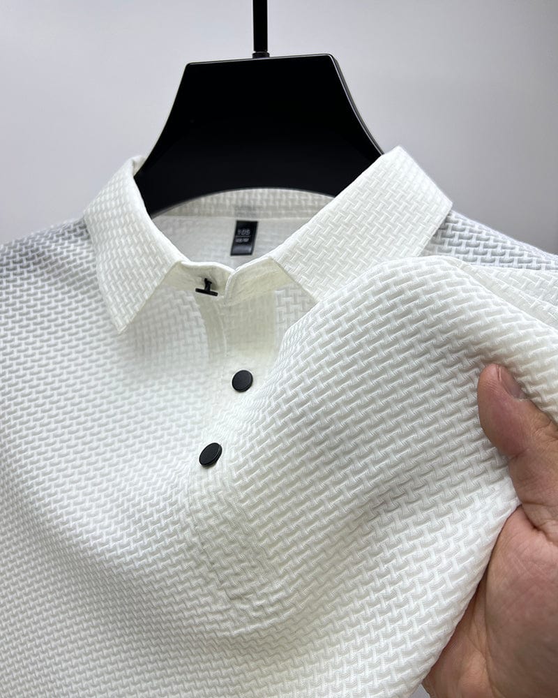 Klassiek geweven heren poloshirt met perfecte pasvorm
