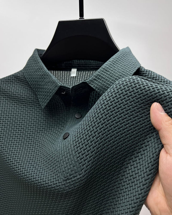 Klassiek geweven heren poloshirt met perfecte pasvorm