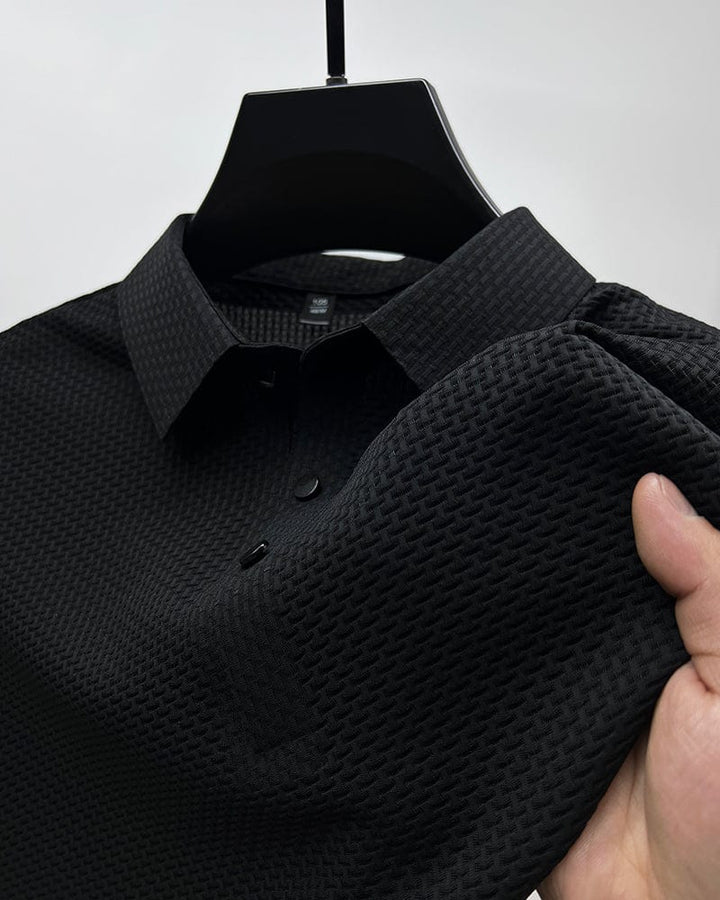 Klassiek geweven heren poloshirt met perfecte pasvorm