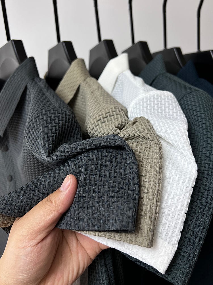 Klassiek geweven heren poloshirt met perfecte pasvorm
