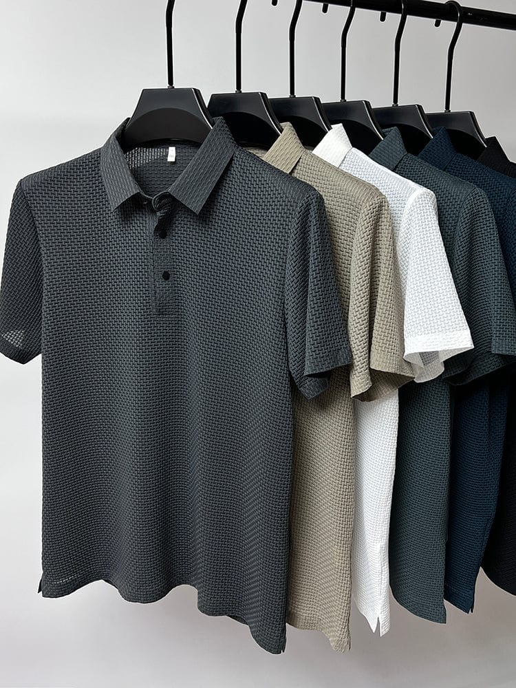 Klassiek geweven heren poloshirt met perfecte pasvorm