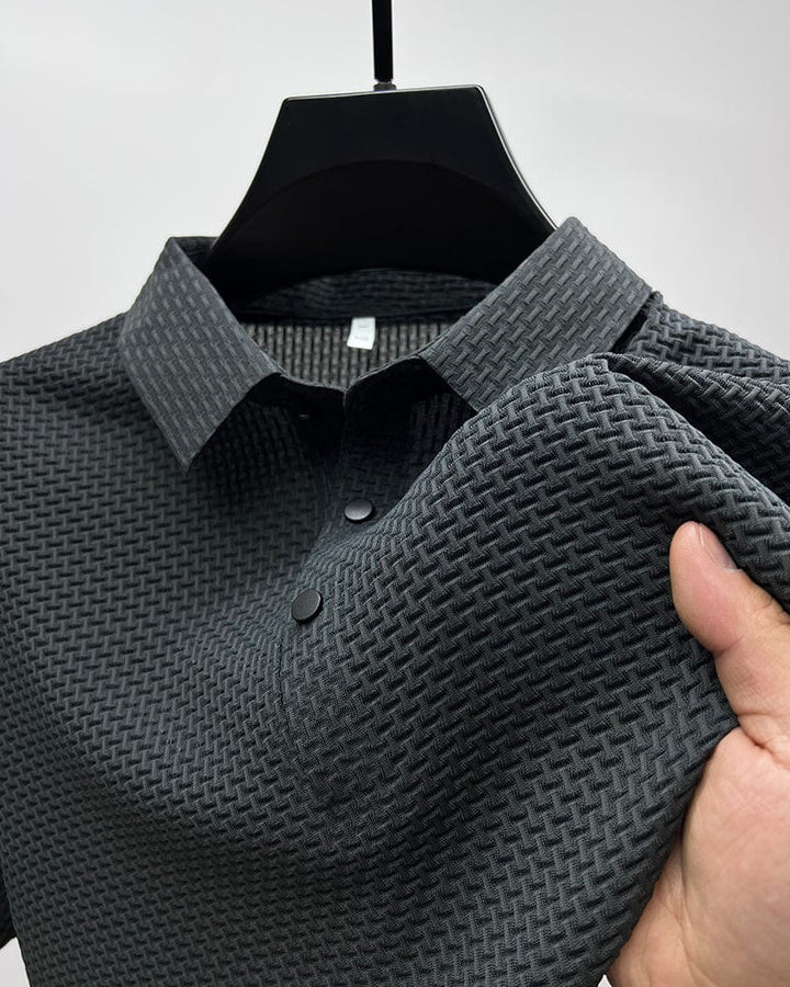Klassiek geweven heren poloshirt met perfecte pasvorm