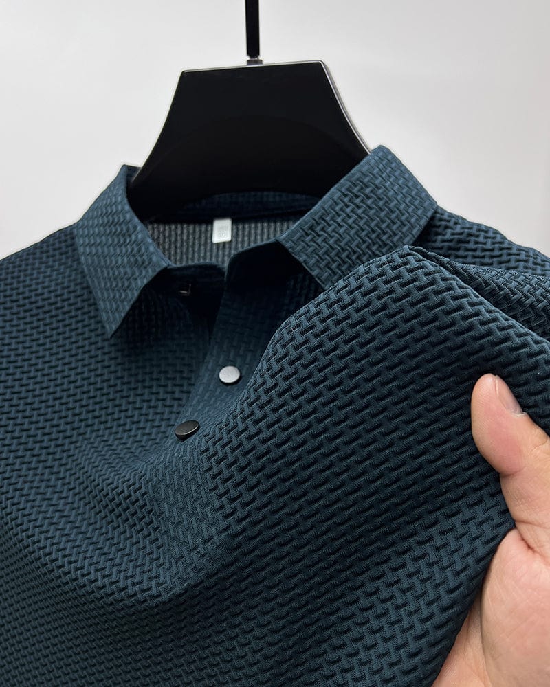 Klassiek geweven heren poloshirt met perfecte pasvorm