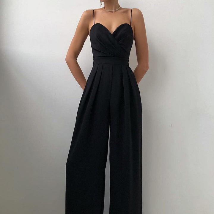Dames jumpsuit met bandjes in strak en elegant design