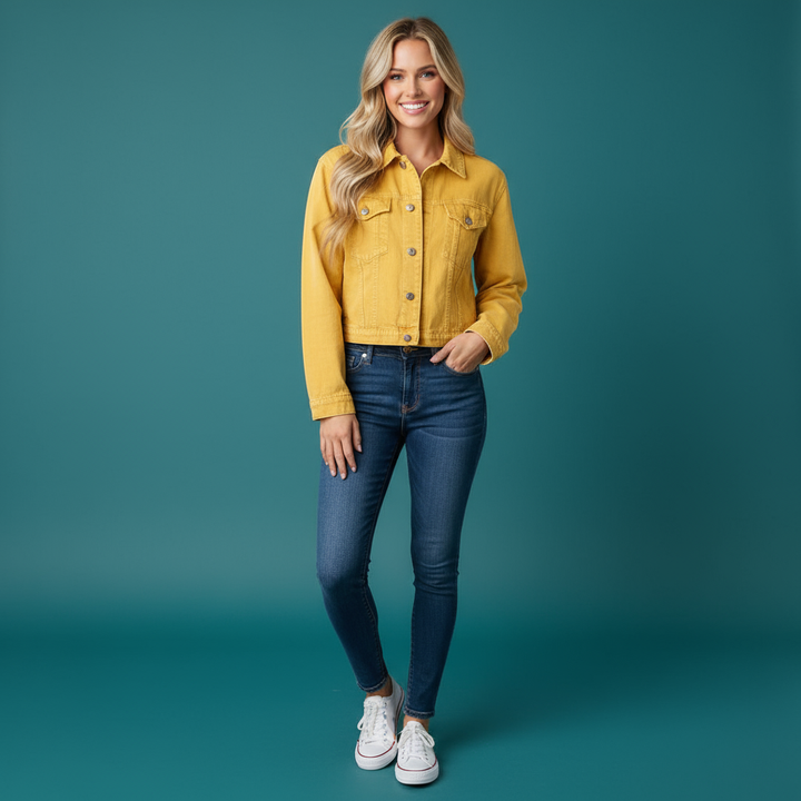 Zoé modieus spijkerjasje voor dames van Lenoriva – stijlvolle denimjas met elegante details