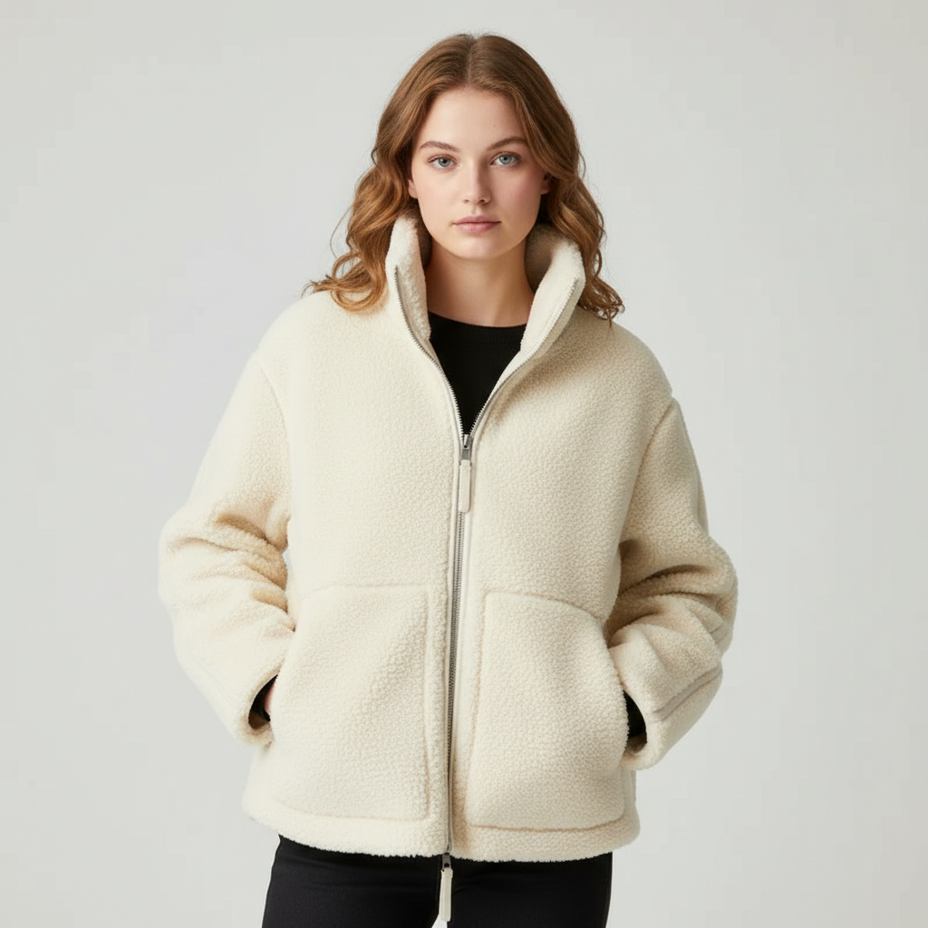 Dames lamswollen jas in luxe en elegante stijl