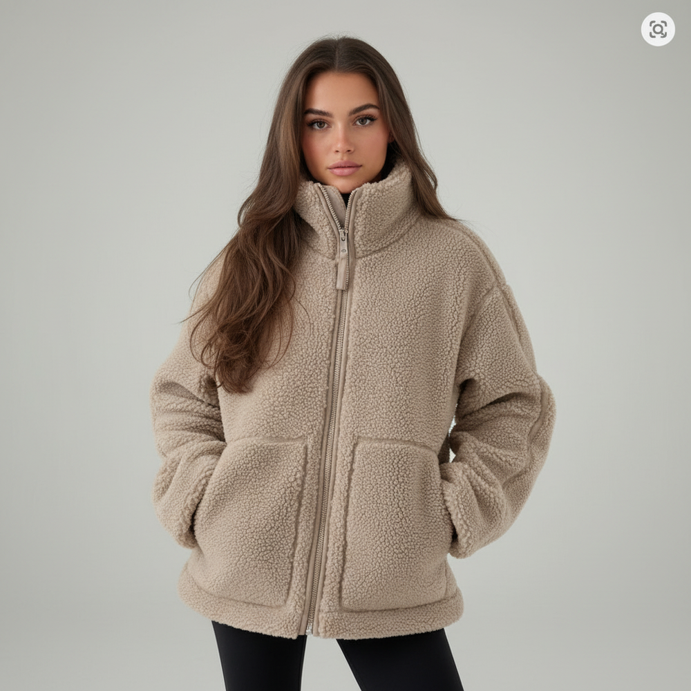 Dames lamswollen jas in luxe en elegante stijl
