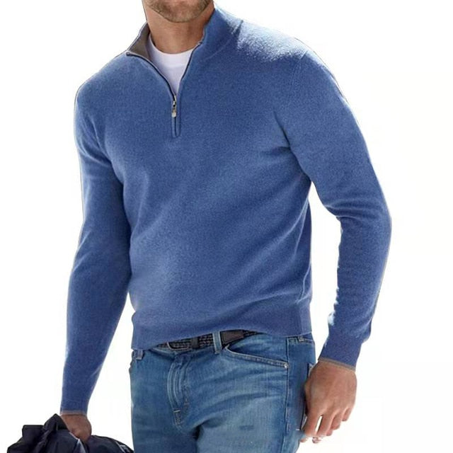 Lennox – Merino V-hals Trui Met Rits