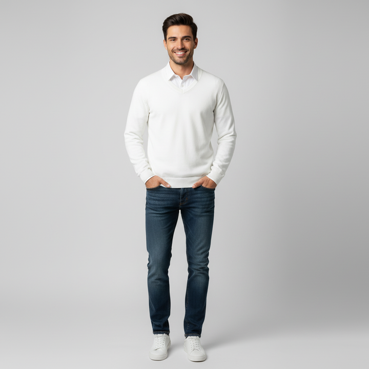 Noah Olympia kasjmier trui met V-hals voor heren – luxe en stijlvol