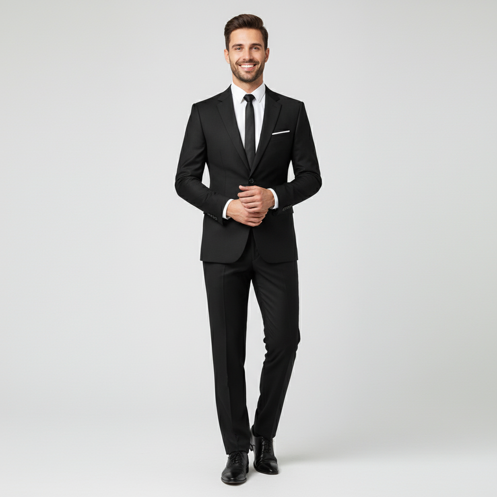 Heren tweedelig pak van luxe stof, slank model, stijlvol en elegant