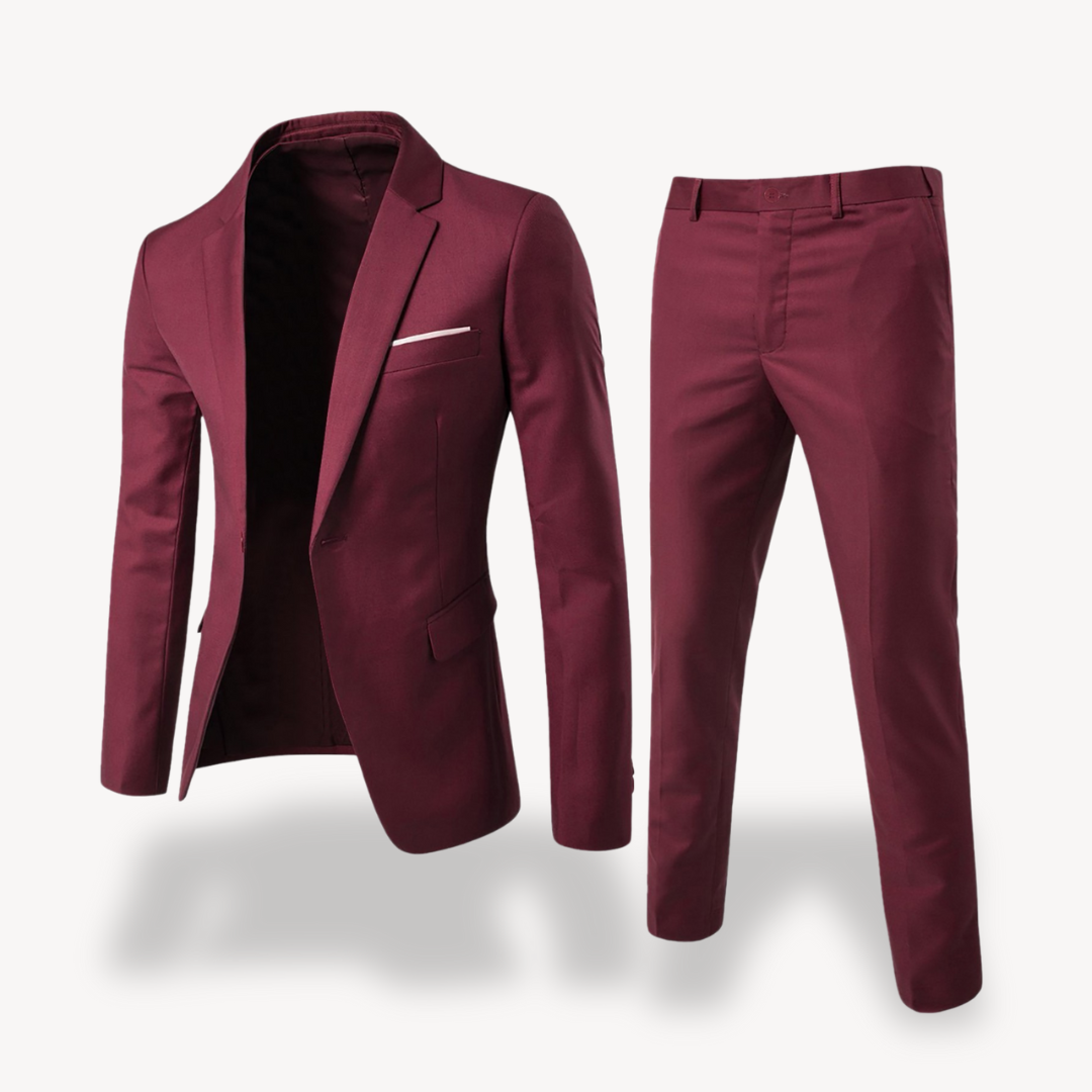 Heren tweedelig pak van luxe stof, slank model, stijlvol en elegant