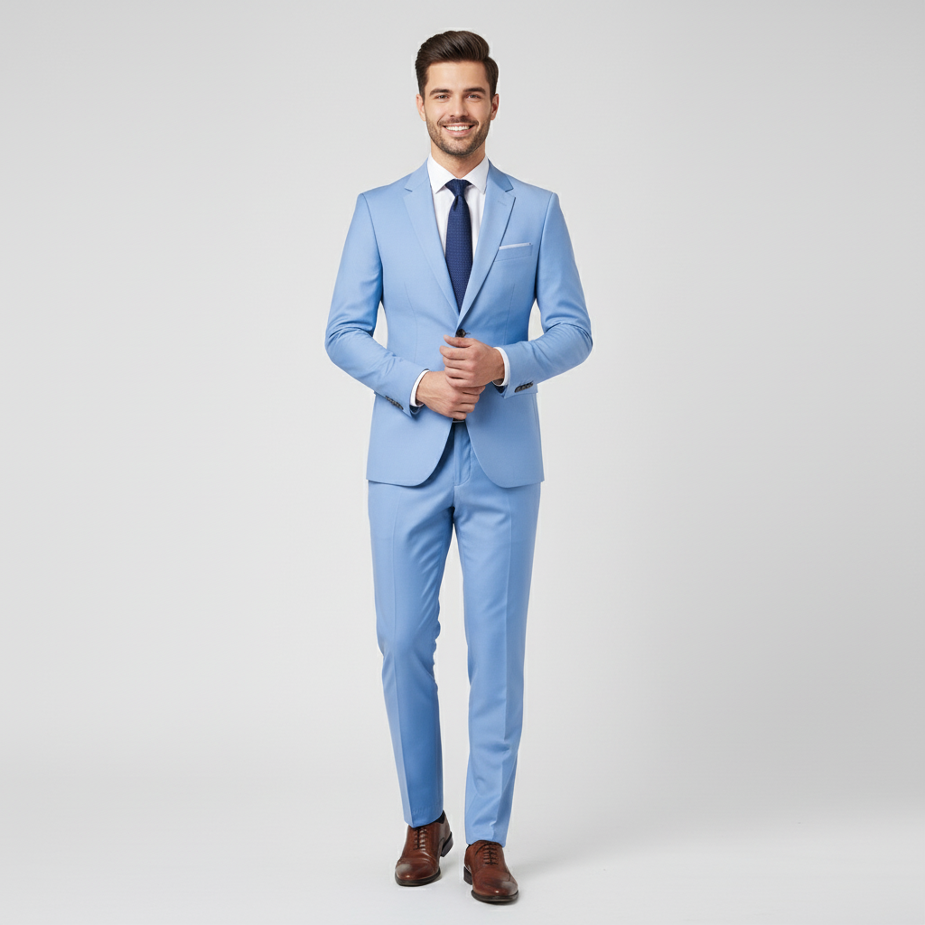 Heren tweedelig pak van luxe stof, slank model, stijlvol en elegant