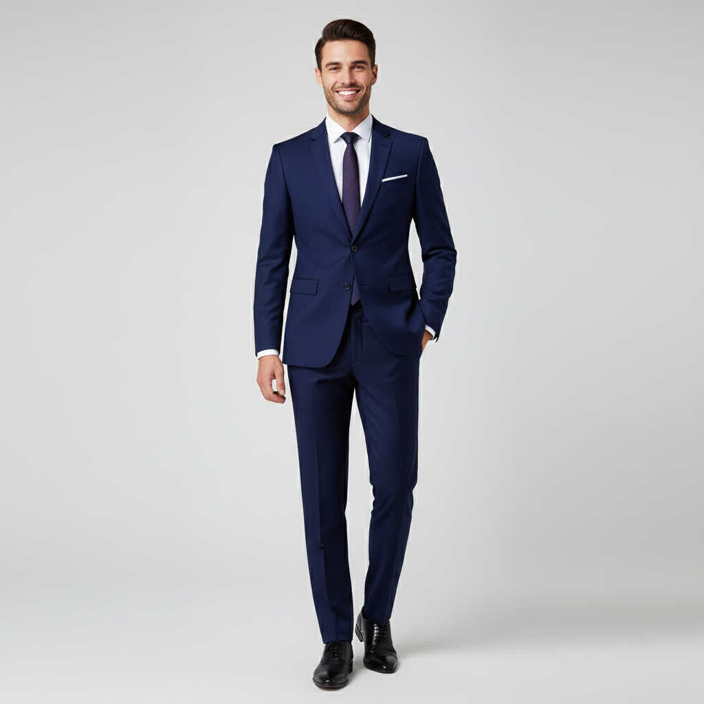 Heren tweedelig pak van luxe stof, slank model, stijlvol en elegant