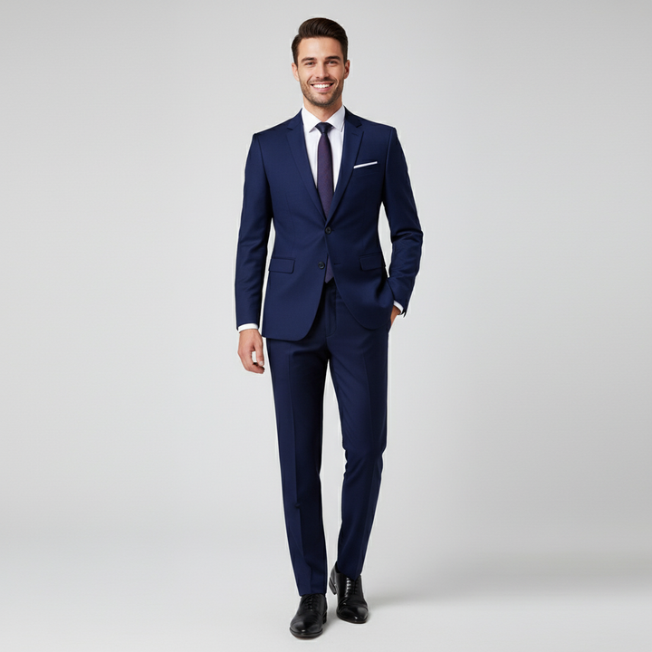 Heren tweedelig pak van luxe stof, slank model, stijlvol en elegant