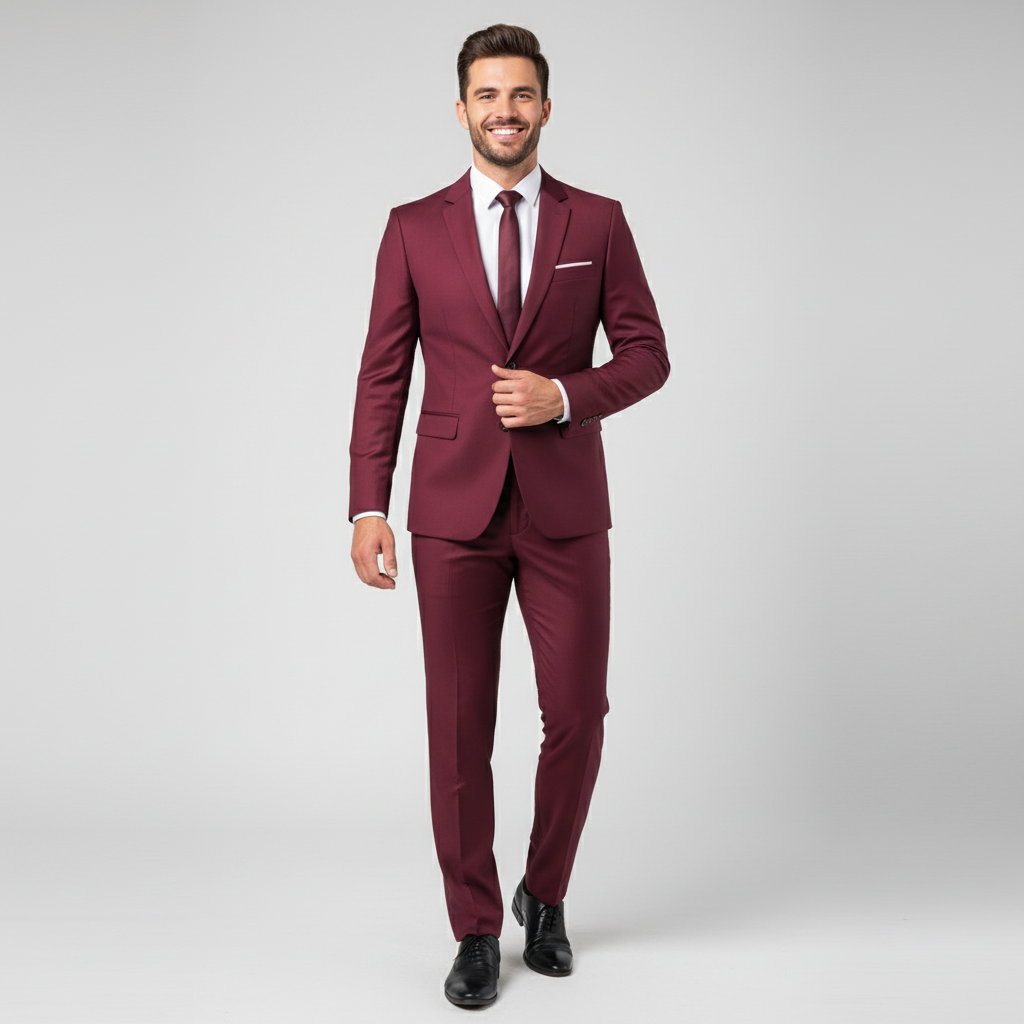 Heren tweedelig pak van luxe stof, slank model, stijlvol en elegant