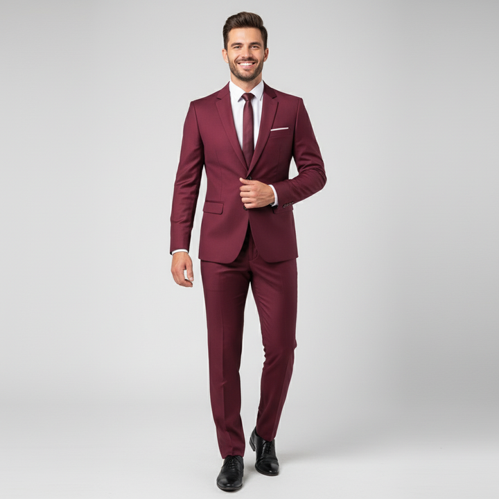 Heren tweedelig pak van luxe stof, slank model, stijlvol en elegant
