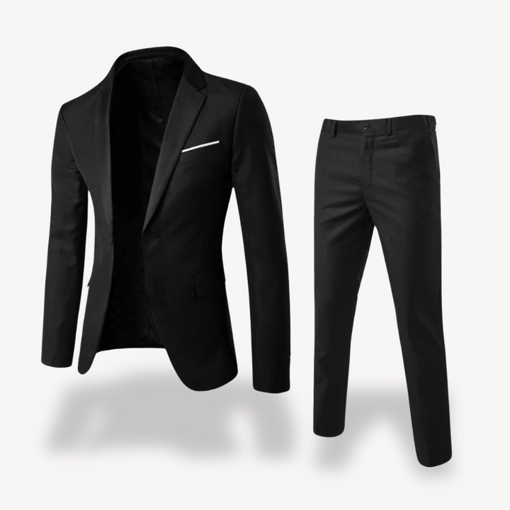 Heren tweedelig pak van luxe stof, slank model, stijlvol en elegant
