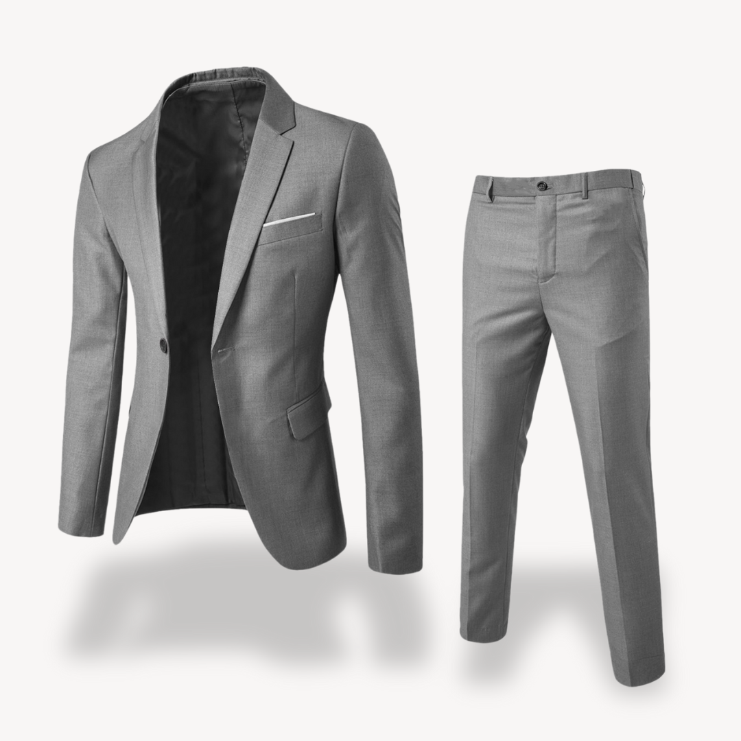 Heren tweedelig pak van luxe stof, slank model, stijlvol en elegant
