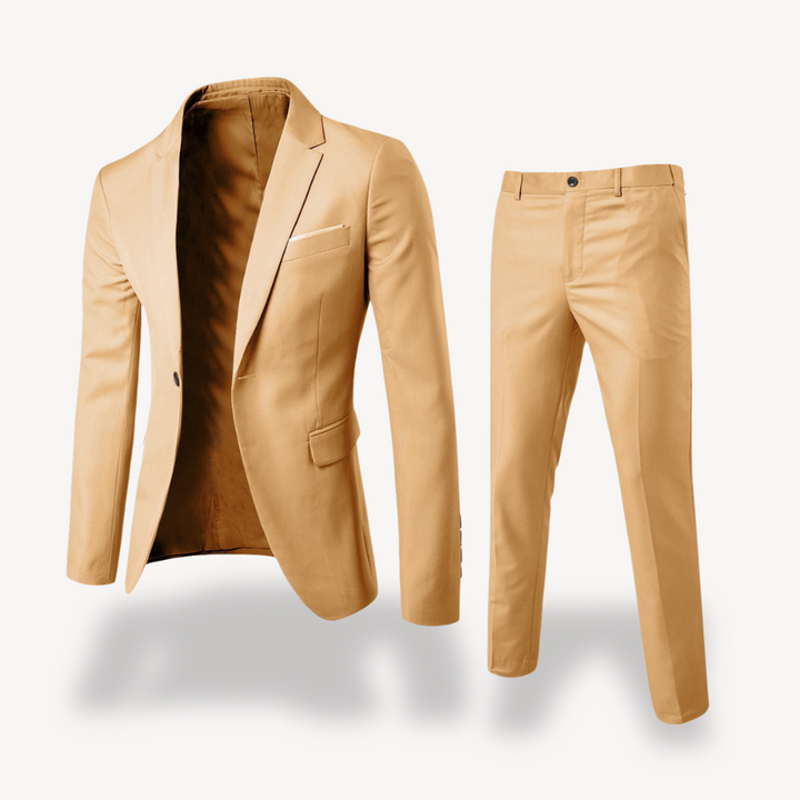 Heren tweedelig pak van luxe stof, slank model, stijlvol en elegant