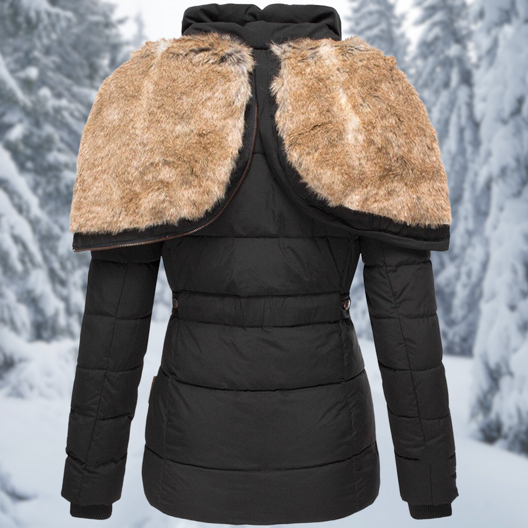 Elegante dames winterjas in luxe en warme stijl 