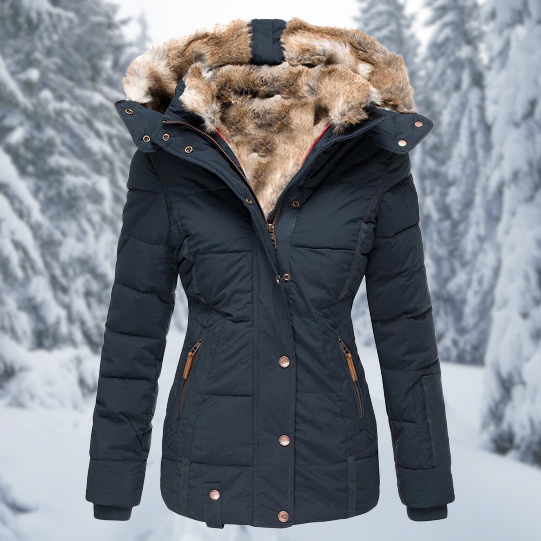 Elegante dames winterjas in luxe en warme stijl