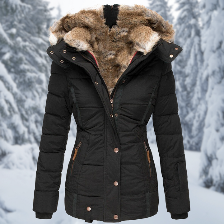 Elegante dames winterjas in luxe en warme stijl