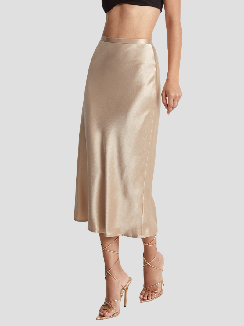 Celestine – Satijnen Midi Rok Met Hoge Taille