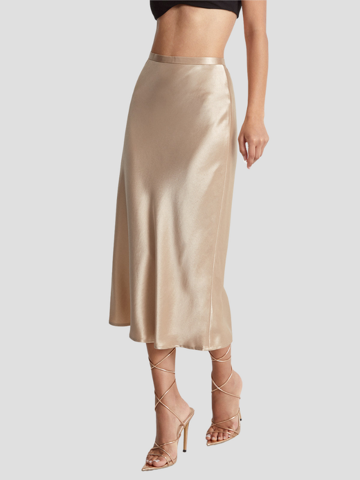 Celestine – Satijnen Midi Rok Met Hoge Taille
