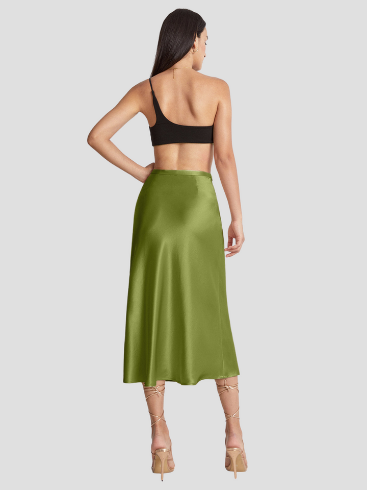 Celestine – Satijnen Midi Rok Met Hoge Taille