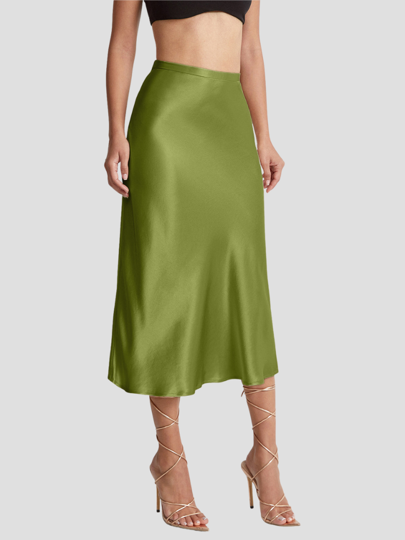 Celestine – Satijnen Midi Rok Met Hoge Taille