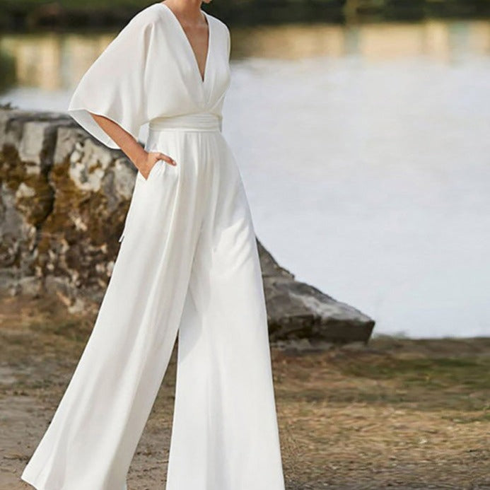 Elegante dames jumpsuit met V-hals en flatterende taille