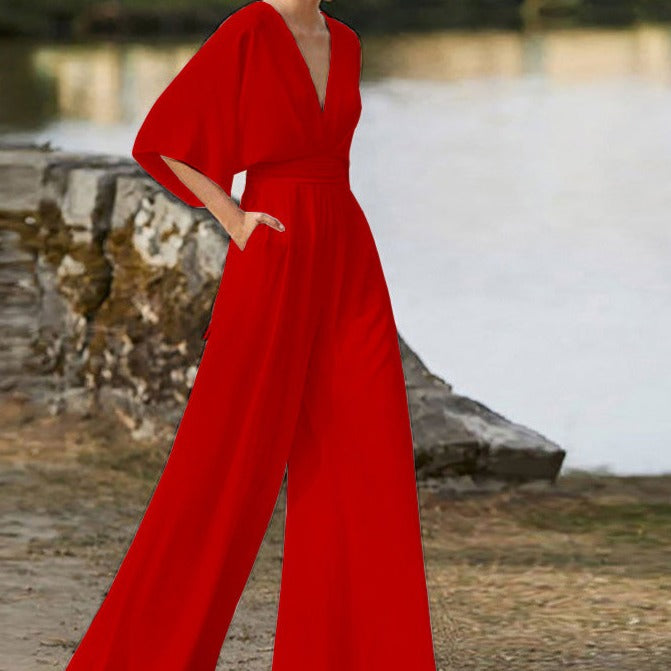 Elegante dames jumpsuit met V-hals en flatterende taille