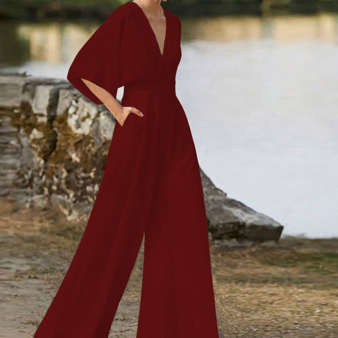 Elegante dames jumpsuit met V-hals en flatterende taille
