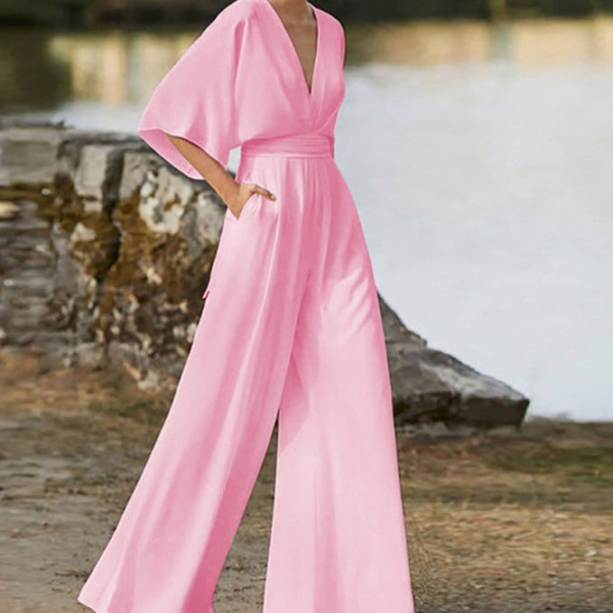 Elegante dames jumpsuit met V-hals en flatterende taille