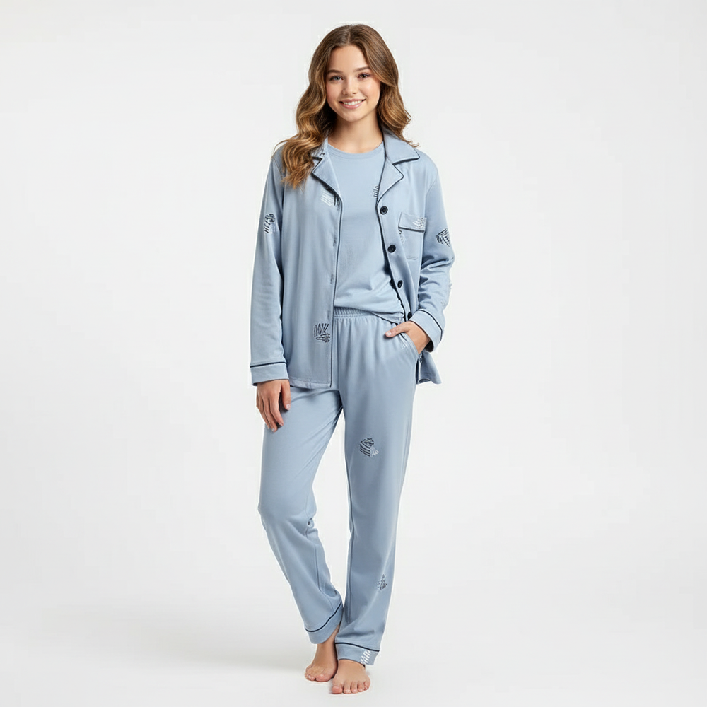 Heren pyjamaset met shirt en knoopsluiting, Rex-model