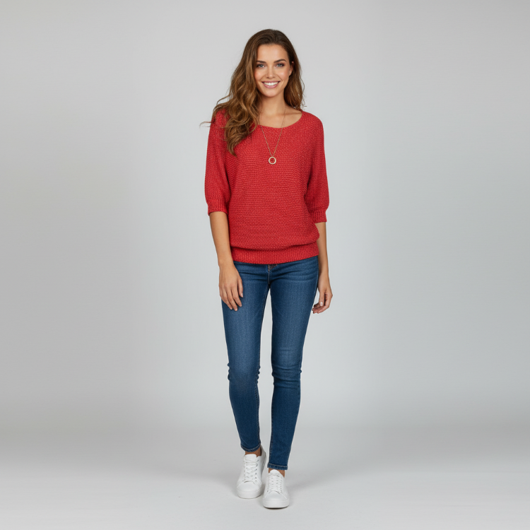 Losse gebreide damestrui in zachte, comfortabele stof