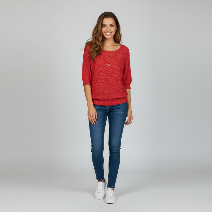 Losse gebreide damestrui in zachte, comfortabele stof