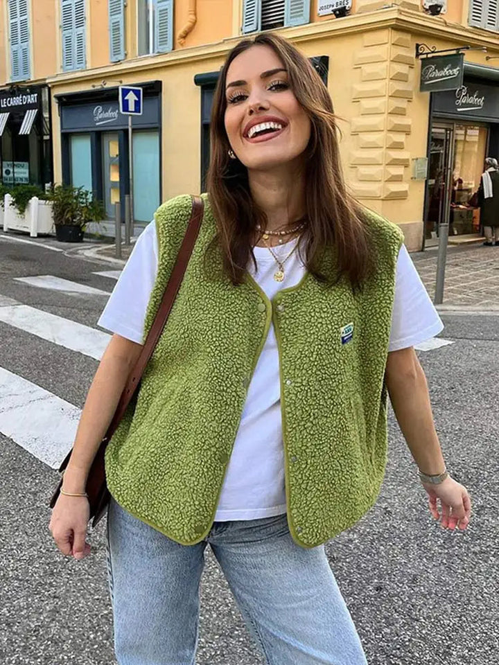 Selina – Wollen Bodywarmer Met Knopen