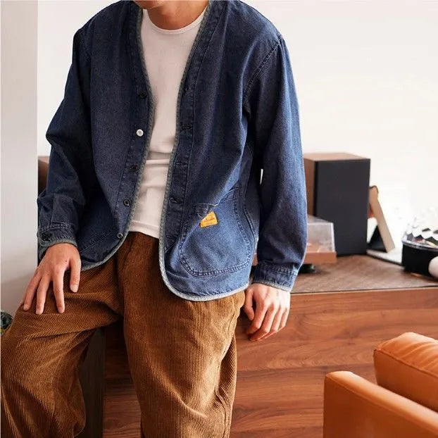 Jesse – Denim Herenjack Met V-hals