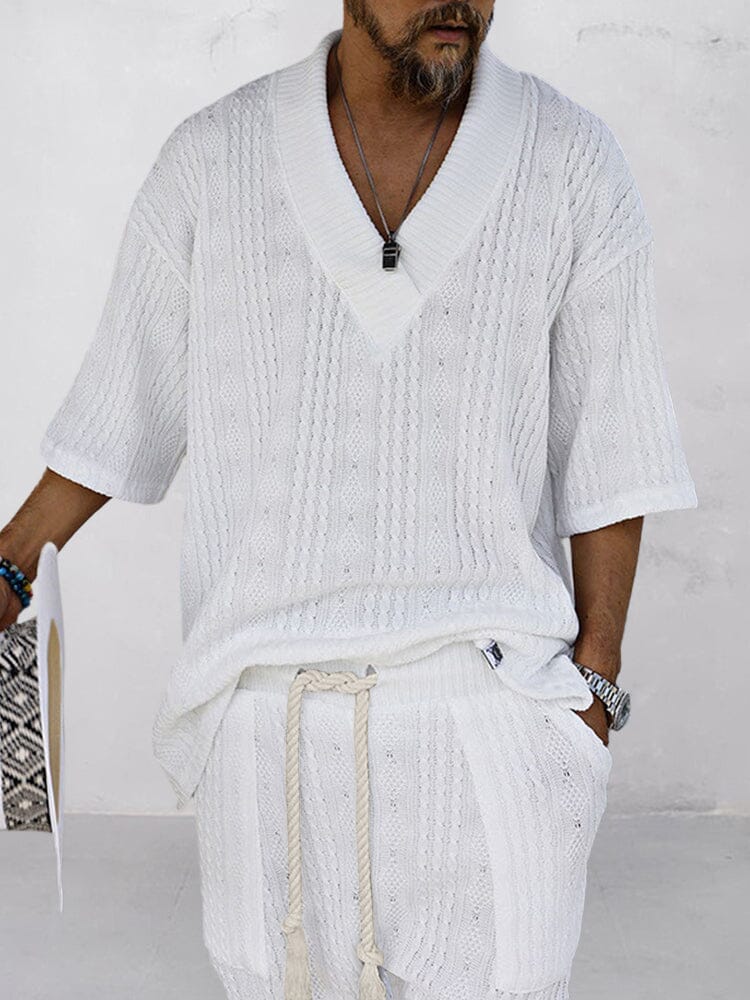 Joris – casual kabel gebreide t-shirt set