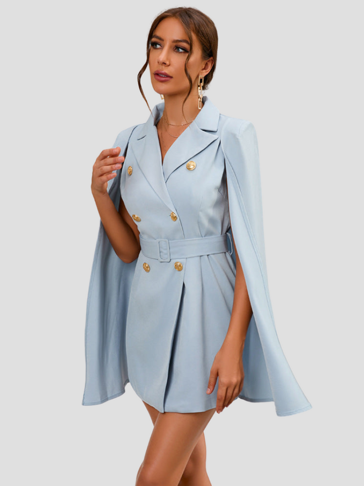 Valentina – Cape Blazer Jurk Met Gouden Details