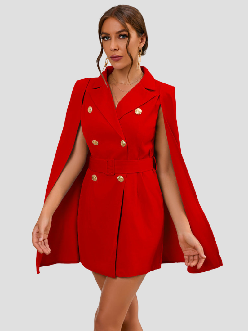 Valentina – Cape Blazer Jurk Met Gouden Details