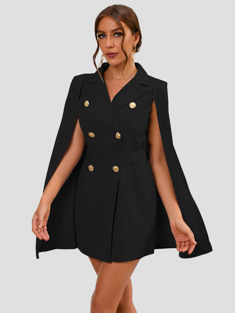 Valentina – Cape Blazer Jurk Met Gouden Details