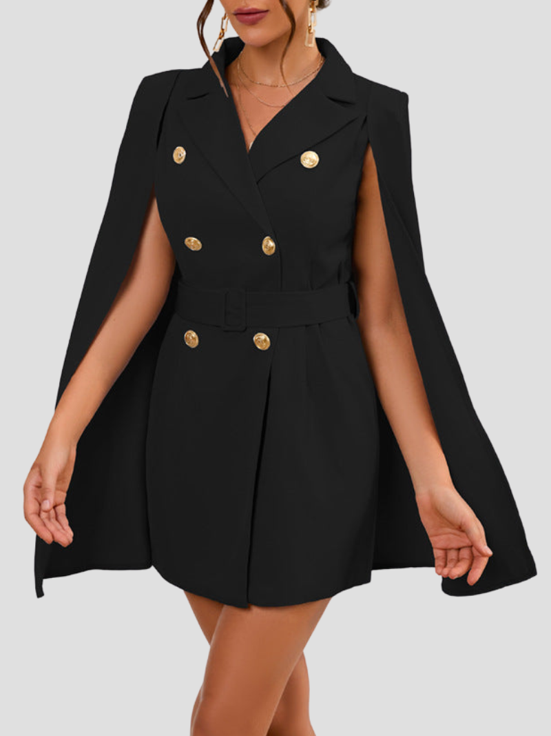 Valentina – Cape Blazer Jurk Met Gouden Details