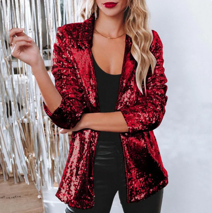 Marilou – Glinsterende Lange Feestblazer