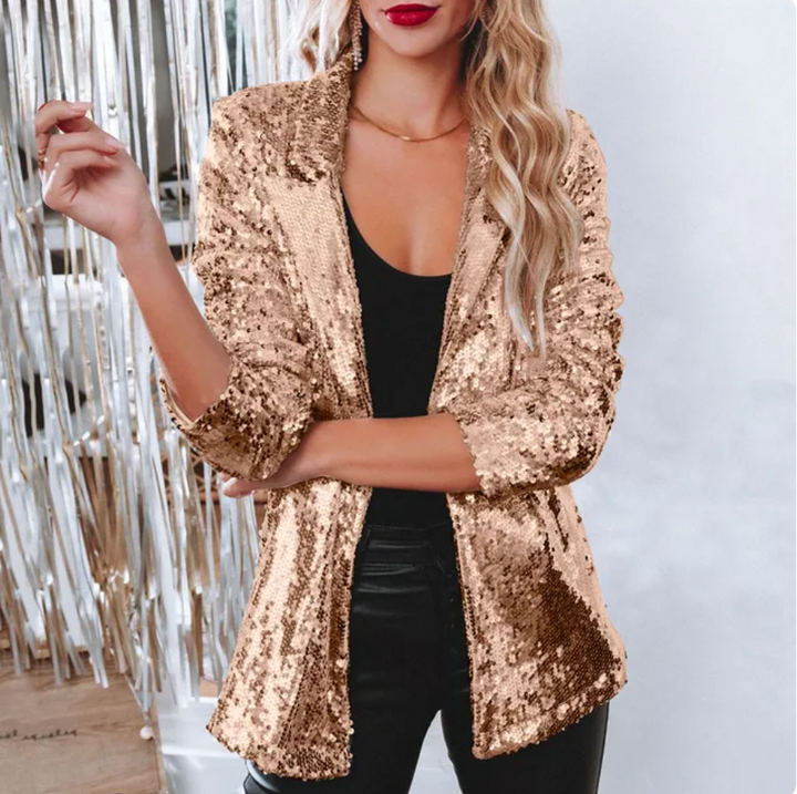 Marilou – Glinsterende Lange Feestblazer